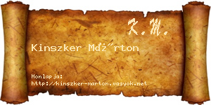 Kinszker Márton névjegykártya
